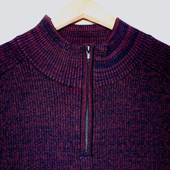 Vince Camuto Red Black Mock Neck 1/4 Zip Sweater - Picture 5 of 12